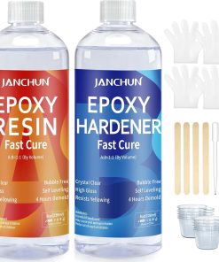 Crystal Clear Epoxy Resin Kit 16oz. Bubble-Free. Anti-Yellowing. Self Leveling Easy Mix 1:1 Coating and Casting Resin for Table Top. Molds. Tumbler Crafts. Painting. Jewelry. DIY Gifts