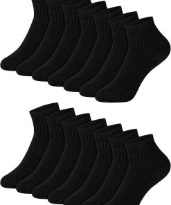 Hanes Boys' Socks Pack. Double Tough Moisture Wicking Ankle. Crew. No Show Socks. 12 & 14 Pair Packs