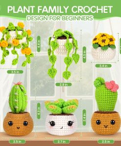 Alternative view of Crochetta Crochet Kit for Beginners. Crochet Starter Kits for Adults. Amigurumi Craft Knitting Crocheting Kits with Step-by-Step Video Tutorials. 6 Pc Hanging Potted Plants Family(40%+ Yarn