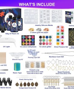 Alternative view of KISREL UV Resin Jewelry Making Kit. 300g Crystal Clear Resin with Light and Molds. DIY Jewelry Making Kit. Resina Starter Kits for Keychain and Earring